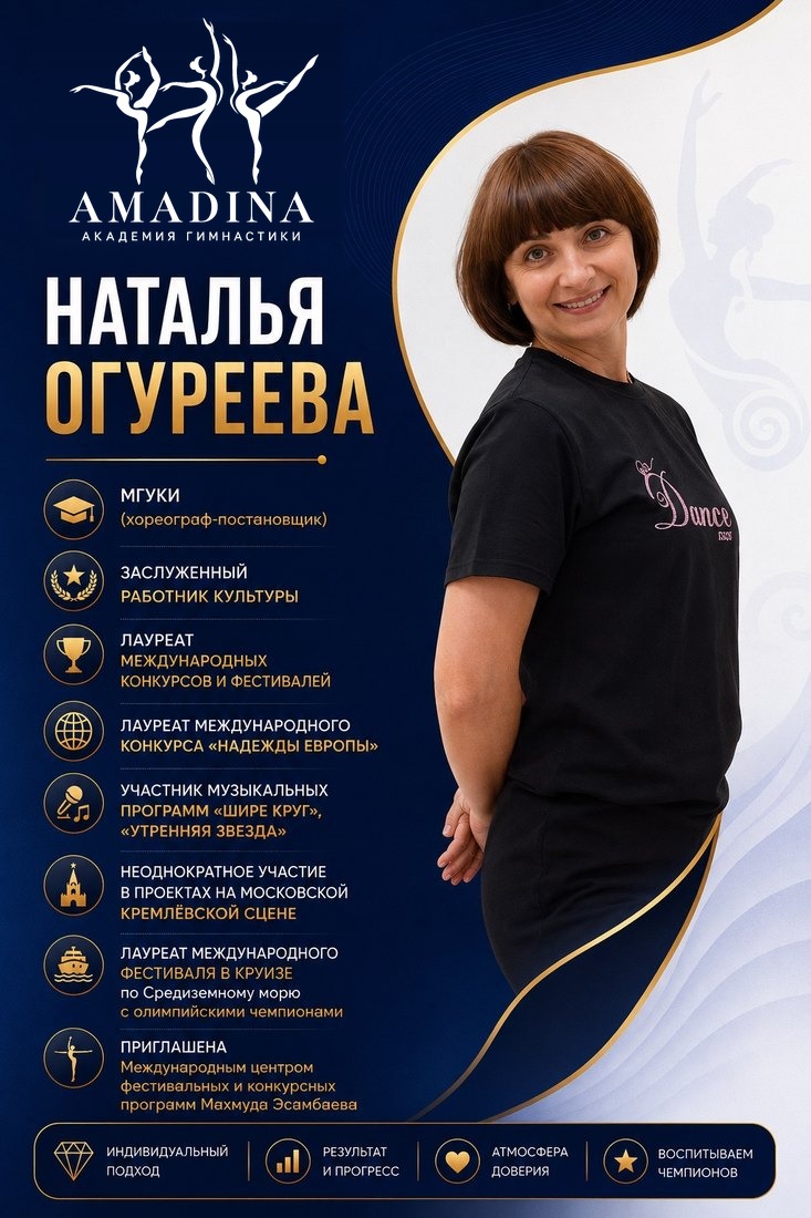 Наталья Огуреева — хореограф Академия гимнастики «Амадина»
