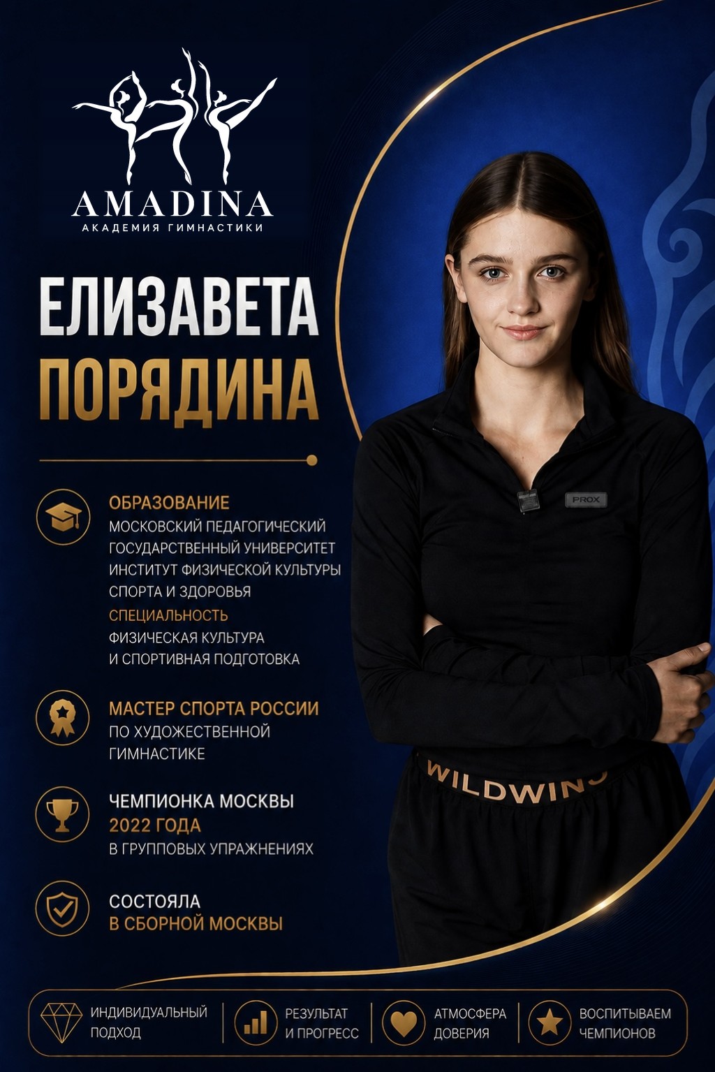 Елизавета Порядина — мастер спорта России, тренер Академии гимнастики «Амадина»